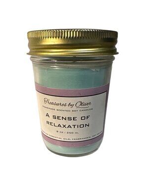 Homemade Scented Soy Candle 8 Oz Treasures By Oliver A Sense Of Relaxation Blue